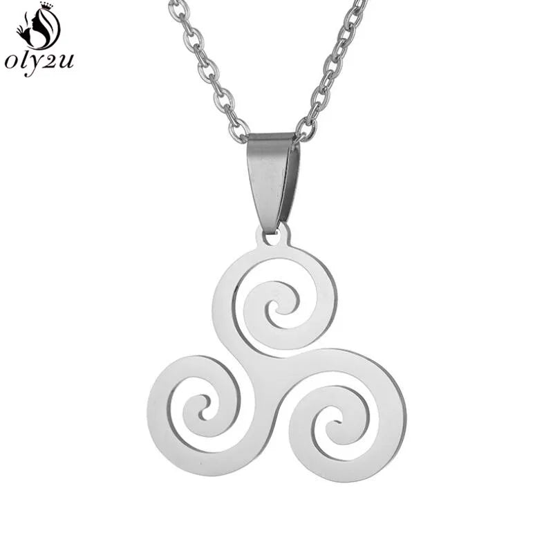 Fashion Movie Jewelry Teen Wolf Triskele Triskelion Inspired Pendant Necklace for Women Stainless Steel Round Men Jewelry Gift