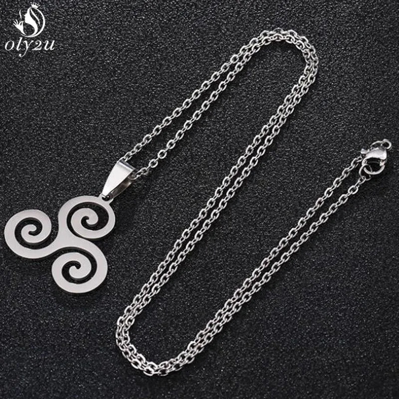 Fashion Movie Jewelry Teen Wolf Triskele Triskelion Inspired Pendant Necklace for Women Stainless Steel Round Men Jewelry Gift