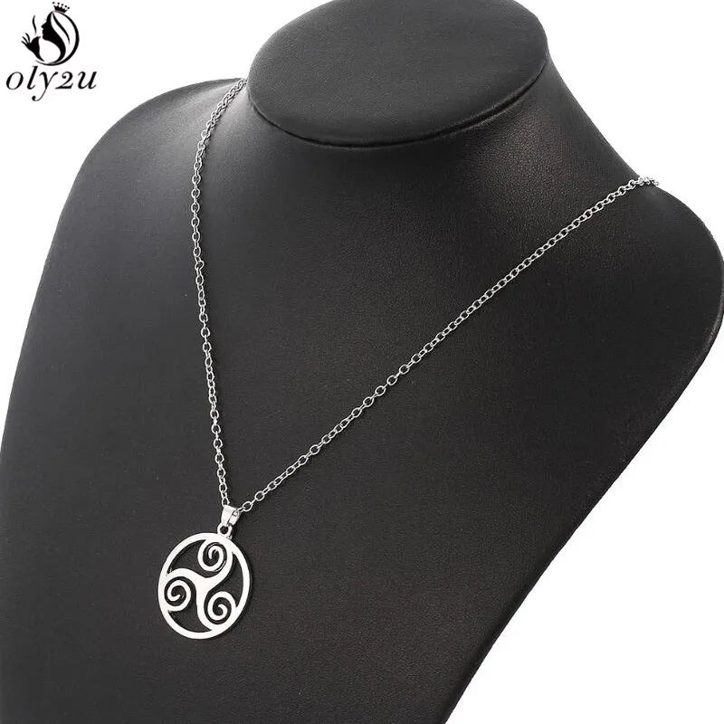 Fashion Movie Jewelry Teen Wolf Triskele Triskelion Inspired Pendant Necklace for Women Stainless Steel Round Men Jewelry Gift
