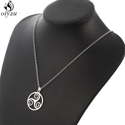 Fashion Movie Jewelry Teen Wolf Triskele Triskelion Inspired Pendant Necklace for Women Stainless Steel Round Men Jewelry Gift