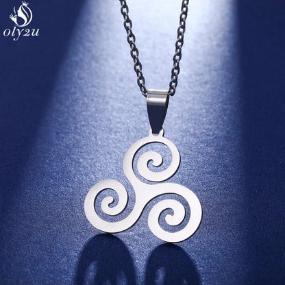 Fashion Movie Jewelry Teen Wolf Triskele Triskelion Inspired Pendant Necklace for Women Stainless Steel Round Men Jewelry Gift