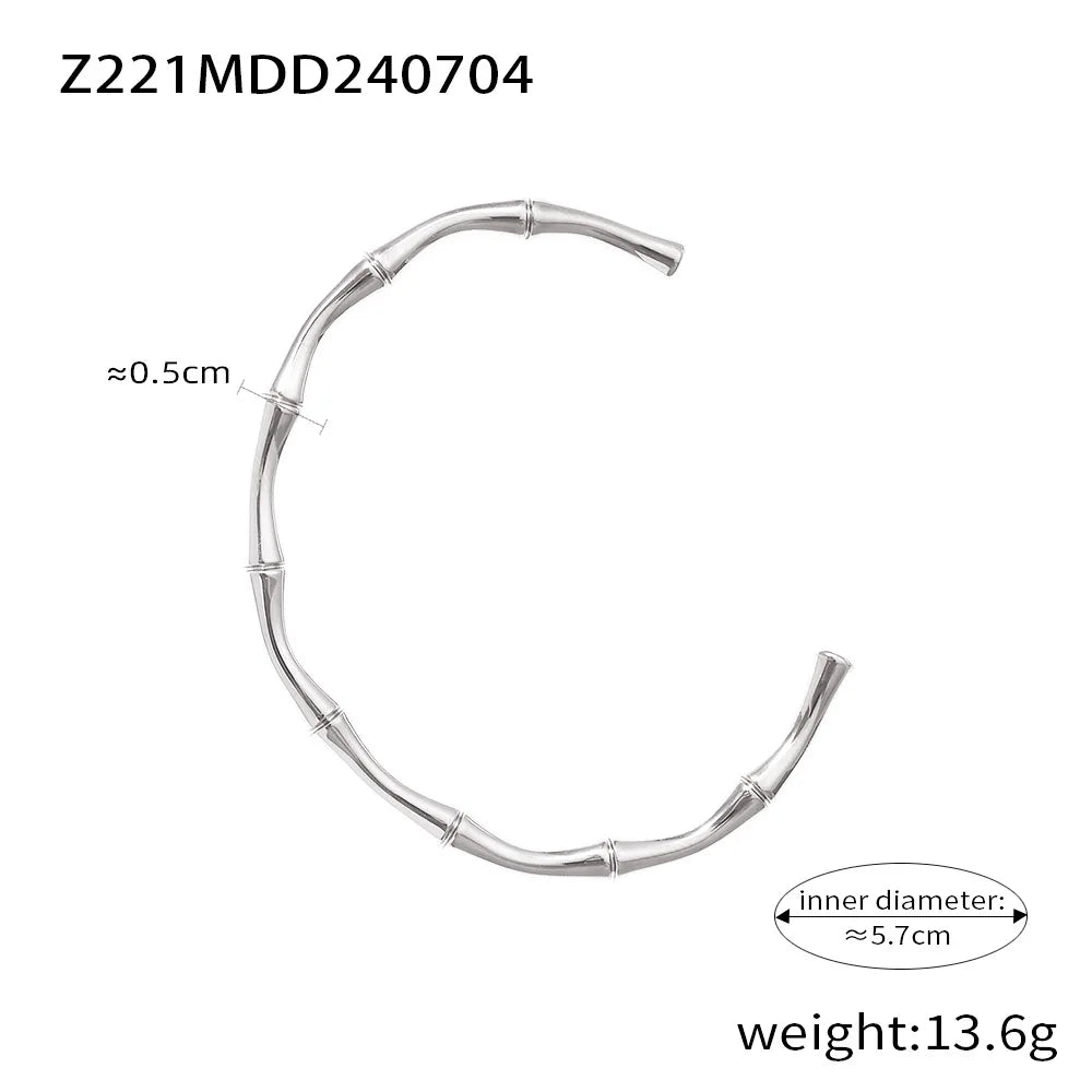 Ferris Wheel Stainless Steel Waterproof Gold Plated Open Collar Necklaces Bracelet Earrings Bamboo Design Choker Jewelry Gift