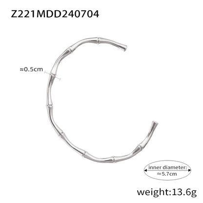 Ferris Wheel Stainless Steel Waterproof Gold Plated Open Collar Necklaces Bracelet Earrings Bamboo Design Choker Jewelry Gift