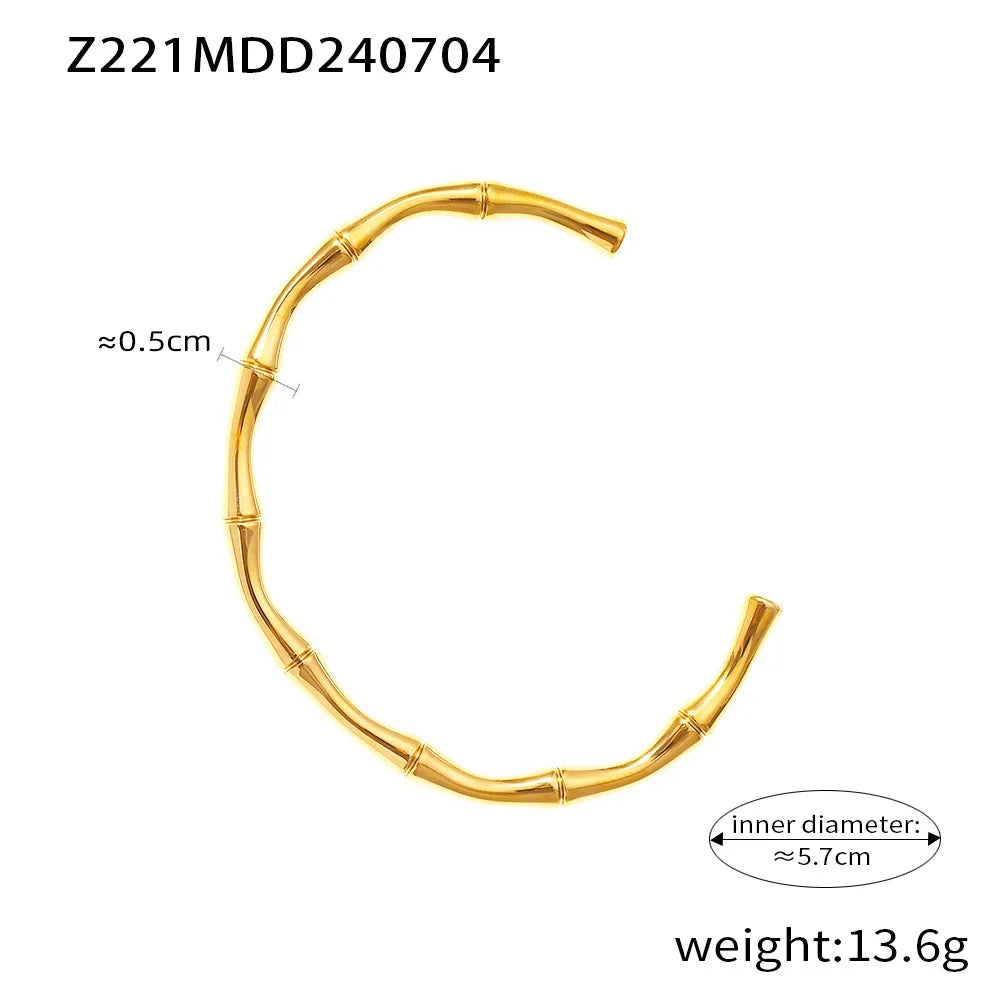 Ferris Wheel Stainless Steel Waterproof Gold Plated Open Collar Necklaces Bracelet Earrings Bamboo Design Choker Jewelry Gift