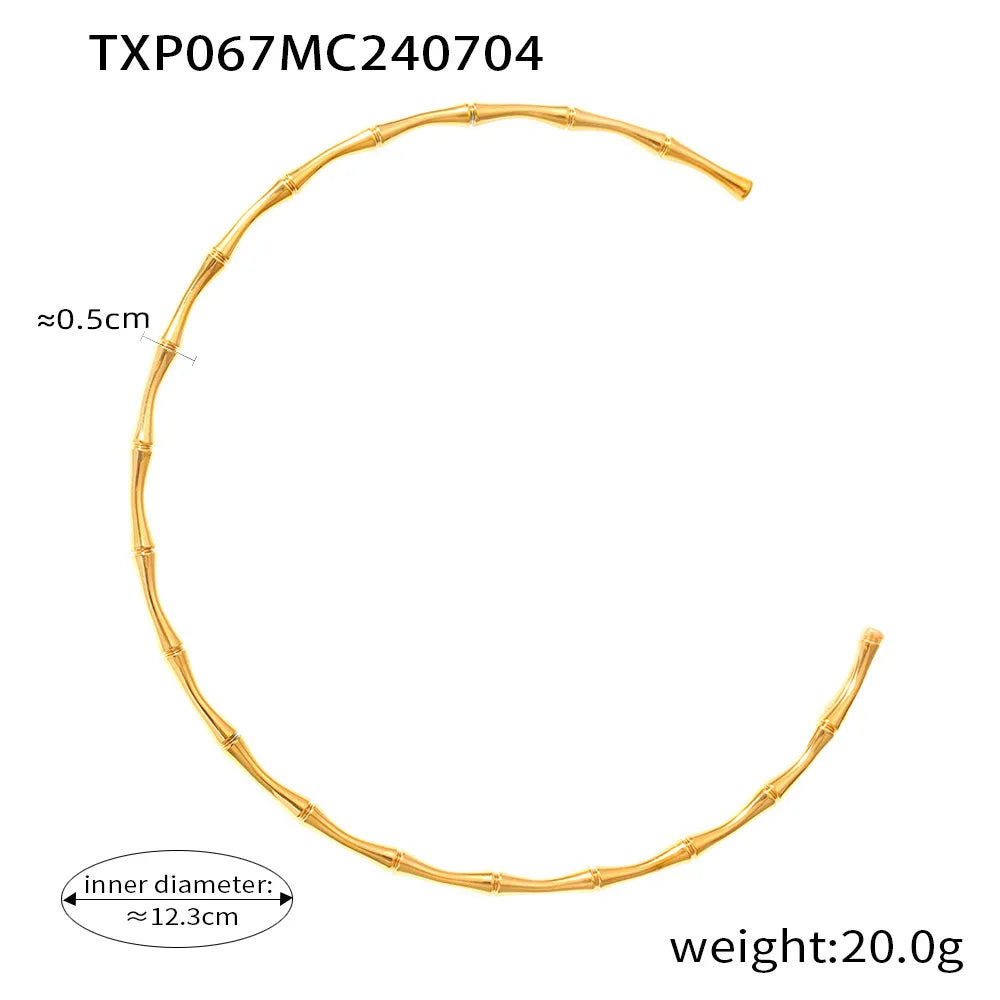 Ferris Wheel Stainless Steel Waterproof Gold Plated Open Collar Necklaces Bracelet Earrings Bamboo Design Choker Jewelry Gift