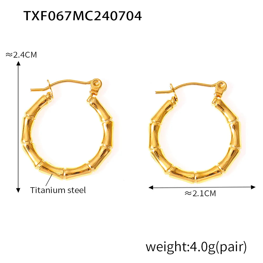 Ferris Wheel Stainless Steel Waterproof Gold Plated Open Collar Necklaces Bracelet Earrings Bamboo Design Choker Jewelry Gift