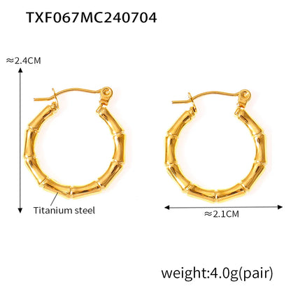 Ferris Wheel Stainless Steel Waterproof Gold Plated Open Collar Necklaces Bracelet Earrings Bamboo Design Choker Jewelry Gift