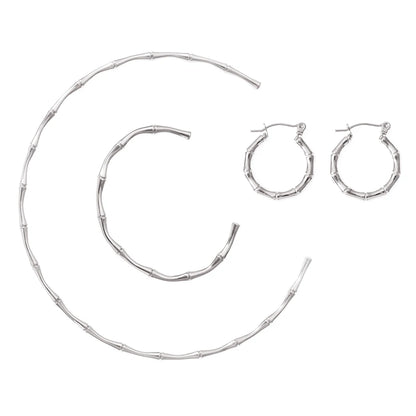 Ferris Wheel Stainless Steel Waterproof Gold Plated Open Collar Necklaces Bracelet Earrings Bamboo Design Choker Jewelry Gift