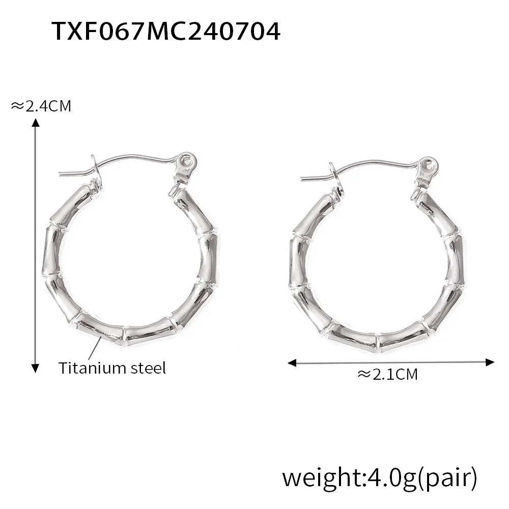 Ferris Wheel Stainless Steel Waterproof Gold Plated Open Collar Necklaces Bracelet Earrings Bamboo Design Choker Jewelry Gift