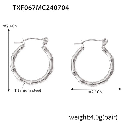 Ferris Wheel Stainless Steel Waterproof Gold Plated Open Collar Necklaces Bracelet Earrings Bamboo Design Choker Jewelry Gift